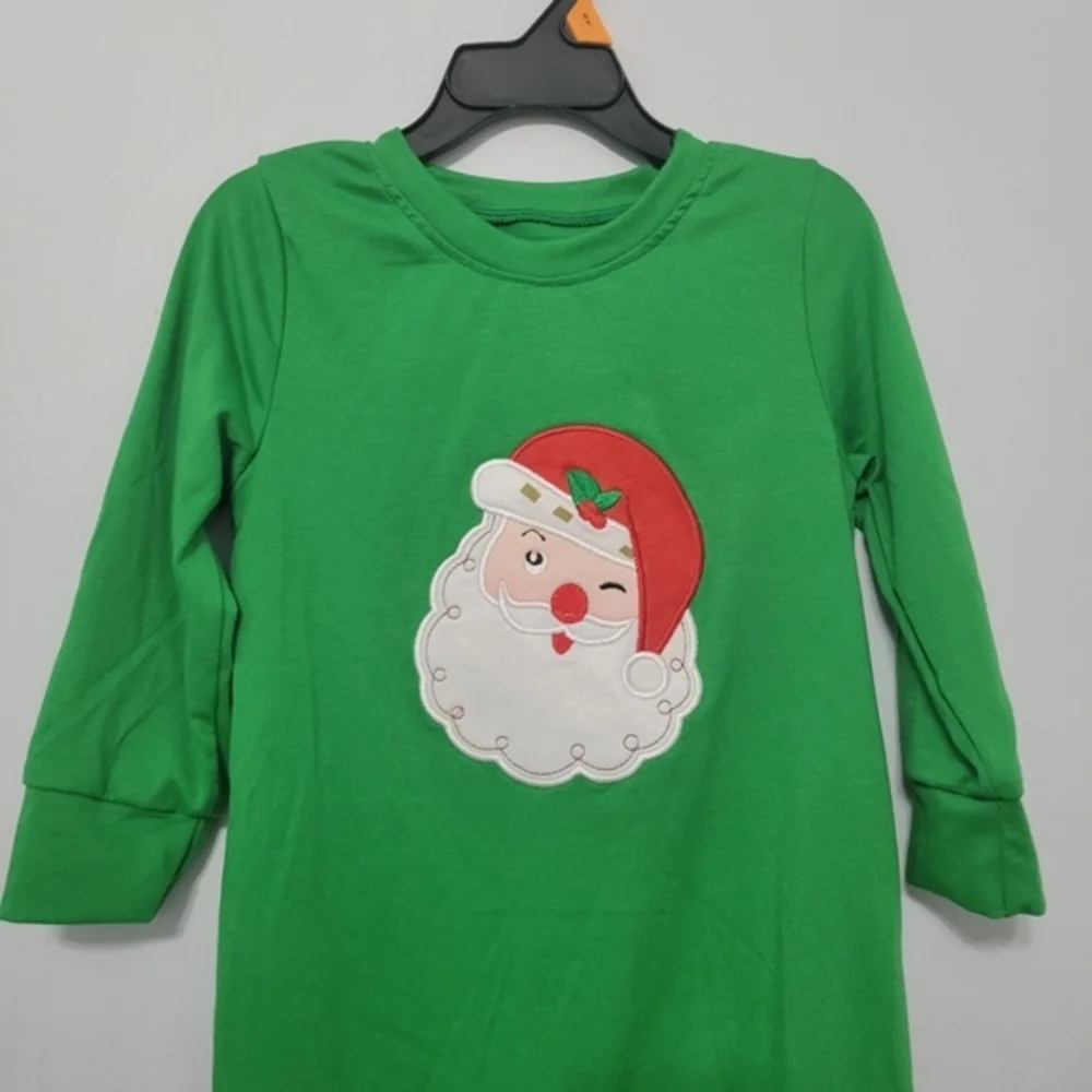 Toddler‎ Kids Santa Christmas Bodysuit Green White Red Stripe Size 2T Unisex